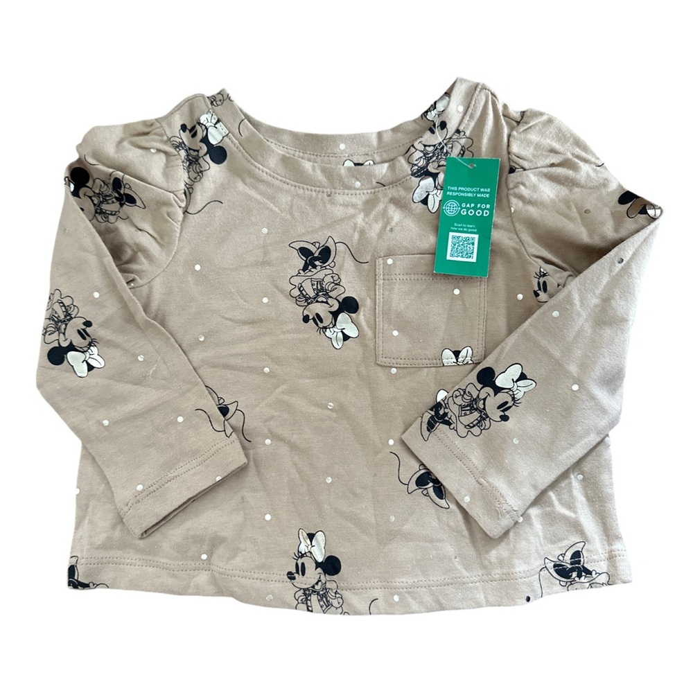 Tan Long Sleeve Shirt with Minnie Mouse Print